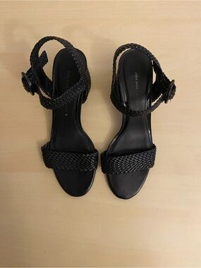Zara Black Braided Ankle-Strap Heels